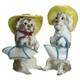 Antique Pair Of Meissen School Porcelain Character Dog Figures Signed C1880