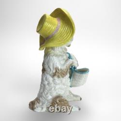 Antique Pair of Meissen School Porcelain Character Dog Figures Signed C1880
