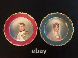 Antique Pair of Pirkenhammer signed Cabinet Plates Napoleon and Josephine