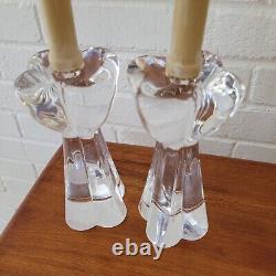 Antique Pair of Signed Art Deco Baccarat French Crystal Candlesticks Diomede