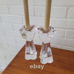 Antique Pair of Signed Art Deco Baccarat French Crystal Candlesticks Diomede