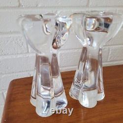 Antique Pair of Signed Art Deco Baccarat French Crystal Candlesticks Diomede