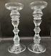 Antique Pair Of Signed Cartier Glass Candlestick Holders 9 Tall Candle Holders