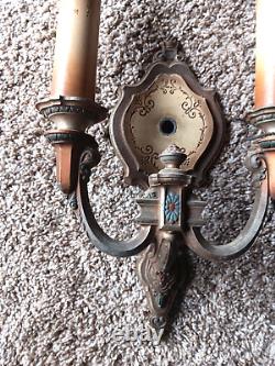 Antique Pair of Signed Riddle Company Art deco Wall Sconces Excellent Condition