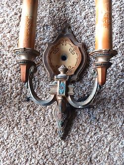 Antique Pair of Signed Riddle Company Art deco Wall Sconces Excellent Condition