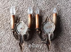 Antique Pair of Signed Riddle Company Art deco Wall Sconces Excellent Condition