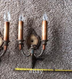 Antique Pair of Signed Riddle Company Art deco Wall Sconces Excellent Condition