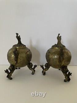 Antique Pair signed Chinese Bronze Censer Incense Burner