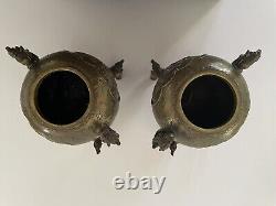 Antique Pair signed Chinese Bronze Censer Incense Burner