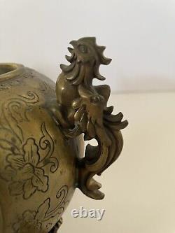 Antique Pair signed Chinese Bronze Censer Incense Burner