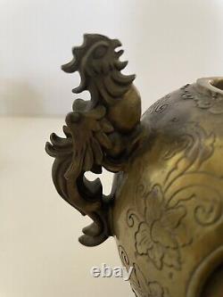 Antique Pair signed Chinese Bronze Censer Incense Burner