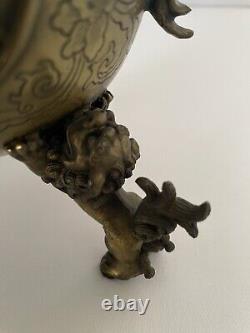 Antique Pair signed Chinese Bronze Censer Incense Burner