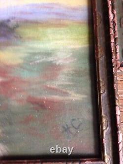 Antique Pastel Painting Pair of Landscapes Helen Chiles Art Deco Framed