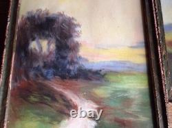 Antique Pastel Painting Pair of Landscapes Helen Chiles Art Deco Framed