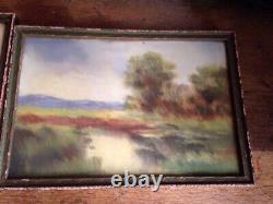 Antique Pastel Painting Pair of Landscapes Helen Chiles Art Deco Framed