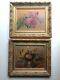 Antique Postimpressionist Oil Painting Pair Of Bouquet Flowers Signed