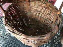 Antique Primitive Pair Of Ash Lidded Baskets, One Signed NJ ca 1800
