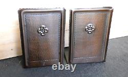 Antique ROYCROFT Bookends Arts & Crafts Mission Hammered Copper Signed Pair