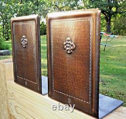 Antique ROYCROFT Bookends Arts & Crafts Mission Hammered Copper Signed Pair