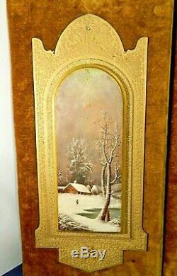 Antique Rare 1882 Pair Of Hand Painted Poultons Paintings 1 Titled December Joy
