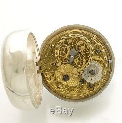 Antique Repousse Pair Case Verge Pocket Watch C1727 Fancy Dial Signed D. Cochin