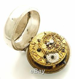 Antique Repousse Pair Case Verge Pocket Watch C1727 Fancy Dial Signed D. Cochin