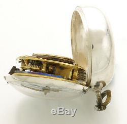 Antique Repousse Pair Case Verge Pocket Watch C1727 Fancy Dial Signed D. Cochin