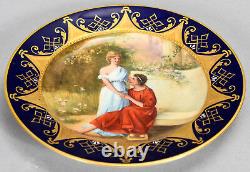 Antique Royal Vienna Hand Painted Plate Classical Scene withCouple signed W. PFOHL