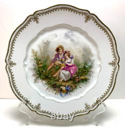 Antique SIGNED 1846 SEVRES CHATEAU DE ST CLOUD CABINET PLATE Young French Couple