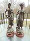 Antique Statues Pair Set Spelter Signed J. Causse 19 Tall Heavy