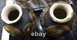 Antique Satsuma PAIR Vases Signed Porcelain Late 1800s/ Early 1900s decor