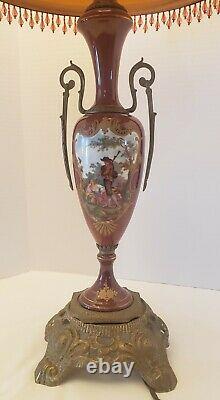 Antique Sevres Porcelain Courting Couple LAMP with Ormolu / gilt Mounts SIGNED