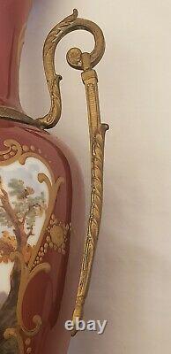 Antique Sevres Porcelain Courting Couple LAMP with Ormolu / gilt Mounts SIGNED