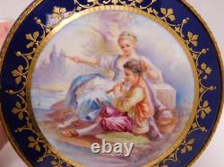 Antique Sevres Porcelain Hand Painted Couple SIgned Dresser Casket Box Gold