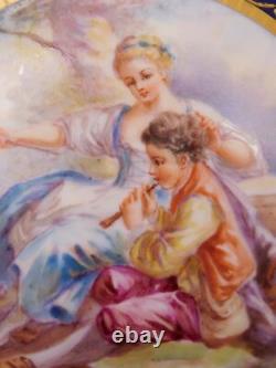 Antique Sevres Porcelain Hand Painted Couple SIgned Dresser Casket Box Gold
