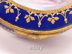 Antique Sevres Porcelain Hand Painted Couple SIgned Dresser Casket Box Gold