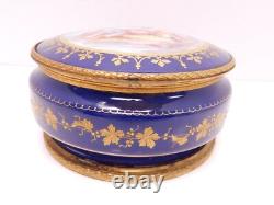 Antique Sevres Porcelain Hand Painted Couple SIgned Dresser Casket Box Gold