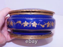Antique Sevres Porcelain Hand Painted Couple SIgned Dresser Casket Box Gold