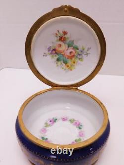 Antique Sevres Porcelain Hand Painted Couple SIgned Dresser Casket Box Gold