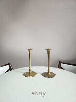 Antique Signed Bradley And Hubbard Brass Candlesticks Pair 12