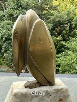 Antique Signed G. H. Laurent Bronze on Marble Art Deco Stork Bookends France