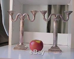 Antique Signed German Candlestick Candelabra Pair 800 Solid Silver Neoclassical