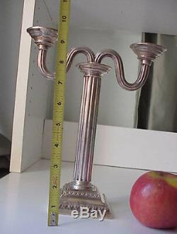 Antique Signed German Candlestick Candelabra Pair 800 Solid Silver Neoclassical