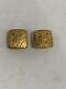 Antique Signed Gold Top / Filled Pair Of Square Cufflinks Floral Foliage Design