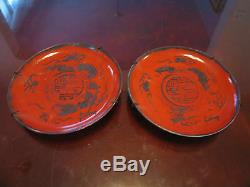 Antique Signed Japanese Meiji Period Eiraku Porcelain Pair of Plates