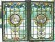 Antique Signed Pair Swaine Bourne Queen Victoria 1901 Stained Glass Jewel Window