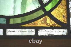 Antique Signed Pair SWAINE BOURNE QUEEN VICTORIA 1901 Stained Glass Jewel Window