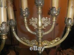 Antique Signed Rembrandt Pair of Candelabras c1915 Large 28 Tall Art Deco