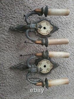 Antique Signed Riddle Art Deco Wall Sconces Light 734 Pat Pend Good Vintage Cond