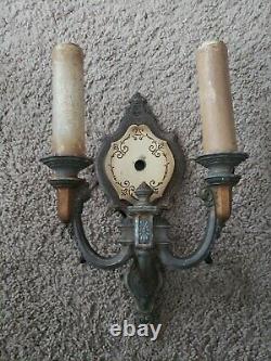 Antique Signed Riddle Art Deco Wall Sconces Light 734 Pat Pend Good Vintage Cond